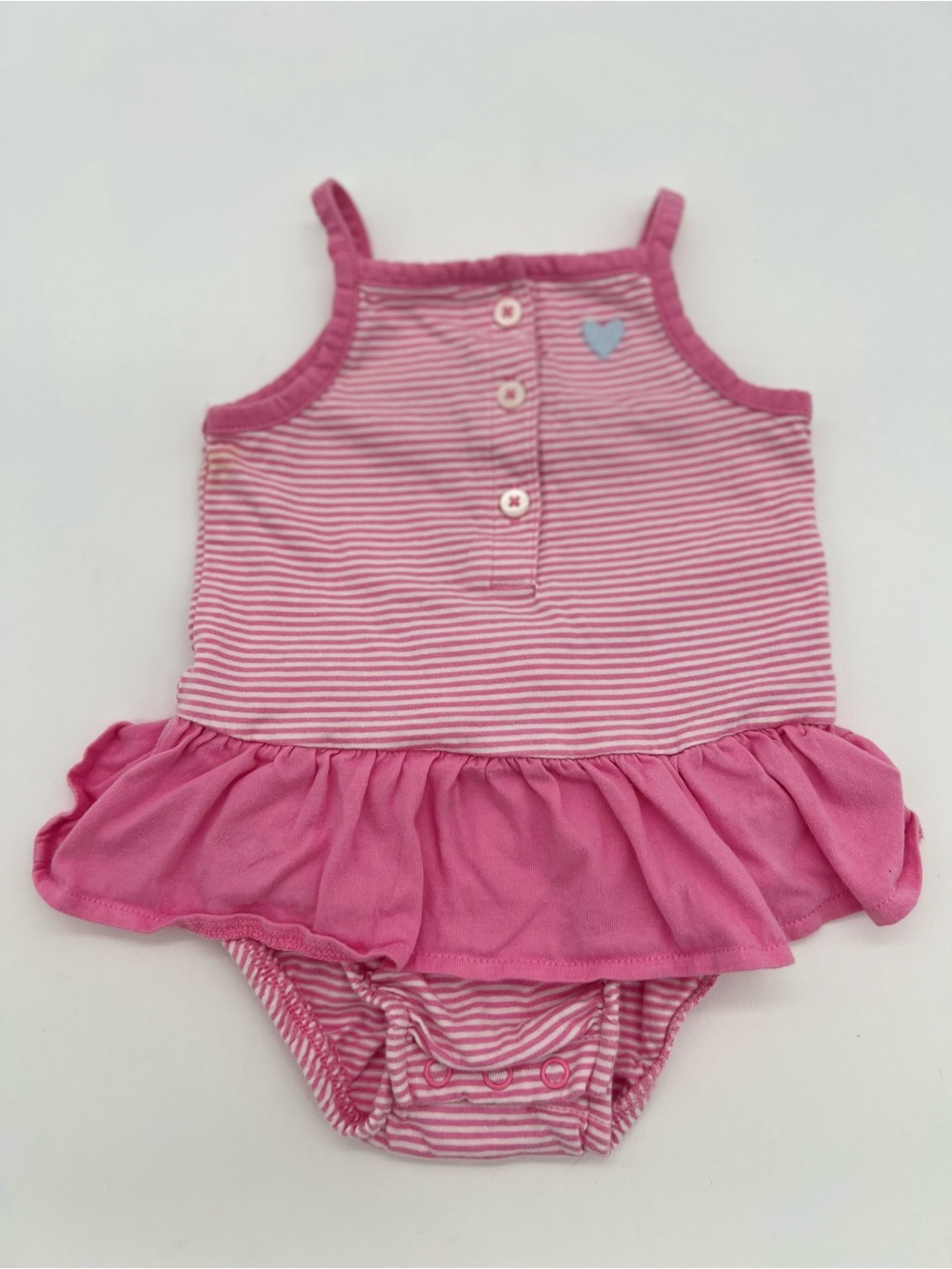 Carters Baby Girl Cotton One Piece Dress Pink Striped Heart 9 Months